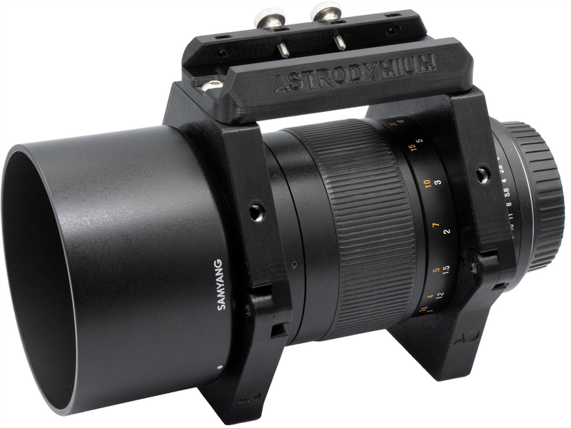 Astrodymium Ring System for Rokinon / Samyang 135mm F2 Lens: Guidescope, ZWO ASIAIR, & EAF Mount (V6.0)